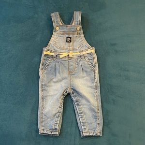 🧡💜 Baby Girl OshKosh B'gosh® Knit-Like Denim Overalls size 6-9 months